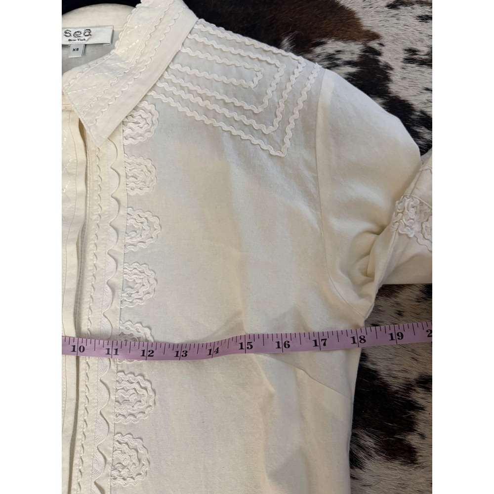 Sea New York Ryleigh Ric Rac Button Up Dress Embroidered Oversized Size XS - Picture 9 of 11